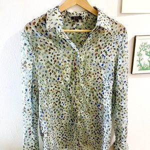 Bela sheer butterfly print button down blouse